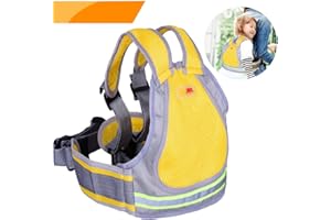 Jolik Children's Motorcycle Seat Belt with 4-in-1 Buckle, Breathable Material with Reflective Material, Children's Motorcycle Harness (Yellow)