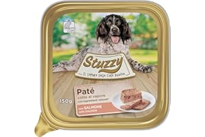 Stuzzy Mister, Mokra karma dla dorosłych psów, Smak łososia, pasztet i mięso w kawałkach - łącznie 3,3 kg (22 garnki x 150 gr)