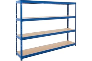 BiGDUG Heavy Duty Garage Shelving Unit - 450kg Per Shelf (1800kg Per Bay) - 177x240x45 cm - 4 Tier Storage Shelves - Blue - Shed Shelving