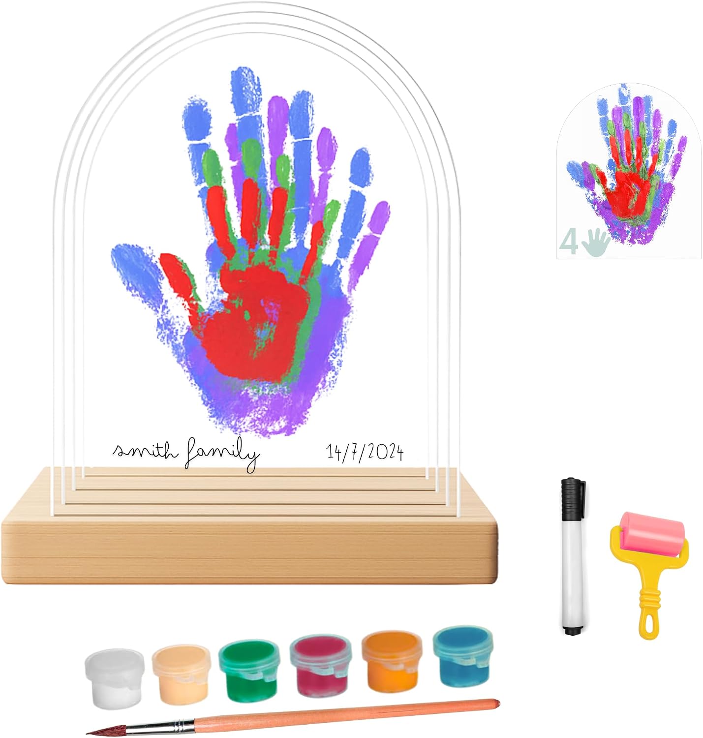 HuBorns - Baby Hand and Footprint Kit & Family Handprint Kit with 4 Handprint Spaces, Hand and Foot Print for Baby Painting Frame, Perfect as New Baby Gifts, New Mum Gift and Family Gifts