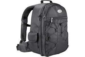 Mantona Azurit Fotorucksack schwarz für DSLM oder DSLR Kamera, bis zu 5 Objektive und Zubehör, Kamerarucksack mit Stativbefestigung und Standfüßen, Kameratasche mit Tragegriff und Schultergurt