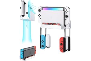 ZAONOOL Wall Mount for Nintendo Switch and Switch OLED, Wall Mount Shelf Stand Accessories with 5 Game Card Holders and 4 Joy Con Hooks, Secure Storage of Switch Console, White