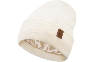 Bequemer Laden Mujer Invierno Termico Satén Forrado Gorro Tejer Slouchy Forro Seda Gorros de Esqui para Mujeres Hombres