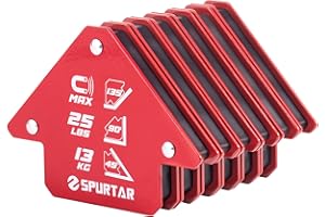 Spurtar 6 Stücke Schweissmagnet Set, 13KG Schweißmagnete und Klemmen, Starker Magnetwinkel Schweißwinkel, Pfeilmagnet, Metallarbeiten, Mig-Werkzeuge und Ausrüstung, 45, 90, 135 180 Grad