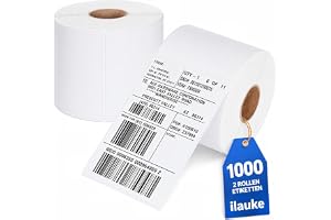 Ilauke Direct termiska etiketter 2 rullar 1 000 etiketter totalt 101 mm x 152 mm (4 tum x 6 tum) termisk fraktetikett förpack