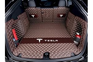 SERTUV Voiture Cuir Tapis De Coffre, pour Tesla Model Y 2021 2022 2023 Car Entièrement Entouré Personnalisation Trunk Mat Protecteur Accessoires,Coffeestyle -1Set