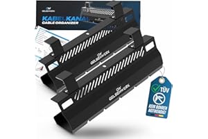 GELSENWERK® Kabelkanal Schreibtisch Schwarz 2er Set – Kabelmanagement Schreibtisch für saubere Kabelführung – Metall Kabelwanne ohne Bohren – Kabel Organizer - 2 Montagearten