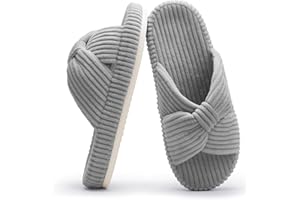 Chantomoo Hausschuhe für Frauen Memory Foam Haus Schlafzimmer Cord Schleife Crossbands Slide Slipper Schuhe Bequem Trendy Geschenk Hausschuhe