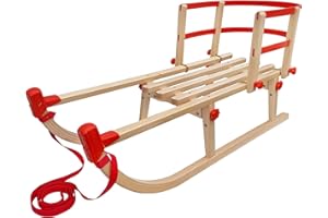 Erst-Holz Sette Varianti x Slitta Classica Davos Pieghevole 105 cm per Tutti in Solido Faggio V-22-105, Accessori per Slitta:con Schienale