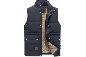 KEFITEVD Men's Gilet Winter Fleece Lined Sleeveless Jacket Windproof Body Warmers Fishing Work Vest with Multi Pockets