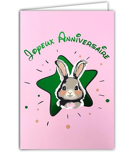 Central 23 - Jolie Carte D'anniversaire Pour Fille – « Hoppy Birthday » – Cartes D'anniversaire Lapin – Sweet Happy Birthday Pour Sa Nièce Petite-fille