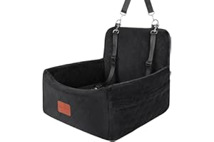 WOOAIDAGG Hundefahrersitz für kleine/mittlere Hunde, tragbare Reisehundebett mit Memory-Schaum, abnehmbar und waschbar, 3-Riemen-Sicherheitsfahrersitz für Hunde (Black, Small)