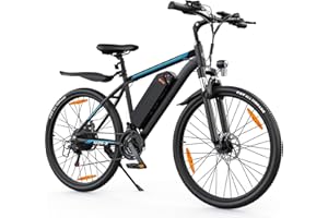 AOIHO Electric Bike, 24"/26" Electric Bikes for Adults, Max Range 50/70KM, 250W Powerful Motor, Electric Mountain Bike with 36V/48V Removable Battery, 4-6H Fast Charging, 1/21 Speed Gear, EBike MTB