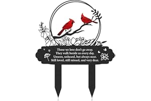 Eiapadeor Memorial Plaques Grave Ornaments - Metal Memorial Plaque Stake for Loss Loved One, Cardinal Grave Markers, Sympathy Gift for Family Mom Dad Grandparents, Cemetery Graveyard Garden Decor