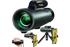 YARRASHOP Monocular Telescope for Mobile Phone, 12x50 HD Monoculars for Adults High Powered with Smartphone Holder & Tripod, Handheld Monocular with BAK4 Prisms & FMC Lens for Bird Watching Hunting Wildlife