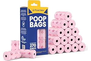 PawView Hundekotbeutel & Katzenkotbeutel, Extra Stark Auslaufsicher Mit Lavendelduft, 120/270/315 Stück, Kottüten für Hunde & Katzen, nachhaltige Pupsäckchen (270 Stück,18 Rollen, Rosa) DE