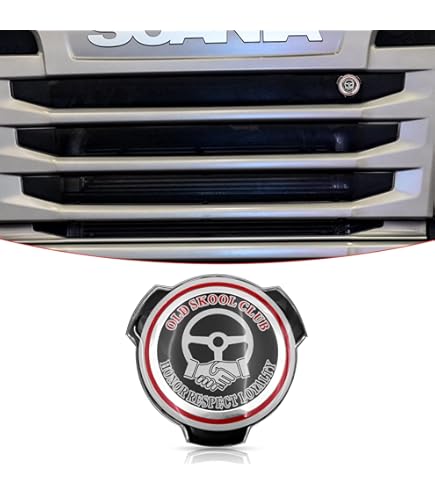 Emblema Iluminado Para Scania - Insignia Griffin Negro/Rojo Con Tira LED 24V, Para Parrilla Delantera O Capó