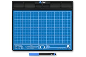 iFixit FixMat, tapis de travail magnétique avec compartiments pour vis et composants lors de réparations électroniques, antistatique & inscriptible, avec stylo