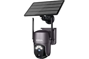 Xega Caméra de sécurité Solaire extérieure sans Fil, caméra de vidéosurveillance PTZ 2K Caméra de Surveillance Wi-FI Vision Nocturne Couleur PIR Détection Humaine Audio bidirectionnel