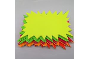 JMS WE CREATE SMILE JMS® 80 x neon Flourescent Stars - 10cm x 7.5cm [ 4" x 3" ]Assorted neon flashs Cards Great for Creative Fun