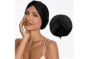 OTO BELLA Adjustable Silk Satin Hair Bonnet for Sleeping Women with 5% Mulberry Silk – Double Layer Hair Cap for Women, Extra Smooth Night Cap for Curly, Braided, Natural Hair – Silk Shower Cap (Black)