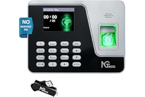 NGTeco Clock in Machine for Employees Small Business, Fingerprint and PIN Biometric Time Clock, Office Punch Clock (0 Monthly Fees)