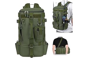 MeYuxg Angelrucksack mit Rutenhalter,Angelrucksack aus Oxford-Gewebe mit Rutenhalter,Multifunktionaler Freizeit-Angelrucksack,Umhängetasche für Angelausrüstung zum Campen,Wandern und Radfahren(Grün)