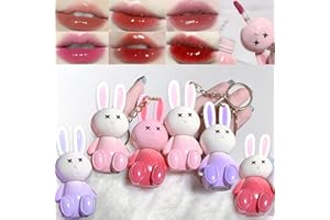 DENESTUP 6pcs Hase Kaninchen Lipgloss Flüssige Lippenstifte Set, feuchtigkeitsspendende feuchtigkeitsspendende Lip Glow Öl Glanz Lip Plumping Glas Waterproof Finish für Frauen Mädchen