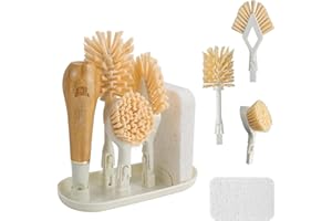 KWEIUGFI Lot de 4 Brosse à Vaisselle,Brosse Cuisine avec 4 têtes de Rechange,Brosse de Nettoyage pour évier,Organisation de Cuisine,Accessoire de Nettoyage,Durable et Durable