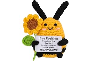 WOMPOLLE Funny Positive Bee,Good Luck Positive Gifts for Women Men Sister Friend,thank you gift,Emotional Support Gift,leaving gifts for colleagues women,Mini Crochet Bee