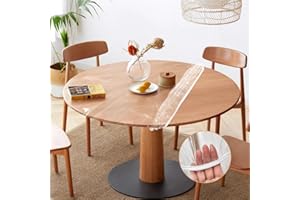 RANJIMA Nappe ronde de 120 cm avec élastique - Pour l'extérieur - Résistante aux intempéries - En plastique TPU transparent - Pour extérieur, fête, pique-nique