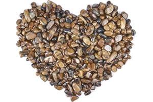 ideayard 0.95 Ib-1 Ib Tiger Eye Tumbled Chips Stone - Natural Crushed Crystal Irregular Shaped Stones for Plants Home Garden Decorative