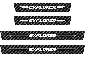 EAGLEG 4pcs Door Sills Scuff Plate Sticker for Fo-rd Fiesta Focus Etc Multi Model Series, Carbon Fiber Car Door Sill Protector Film Welcome Pedal Plate Guards Strip Car Styling Accessories, EXPLORER