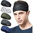 Acozycoo Mens Running Headband,5Pack,Mens Sweatband Sports Headband for Running,Cycling,Basketball,Yoga,Fitness Workout Stretchy Unisex Hairband