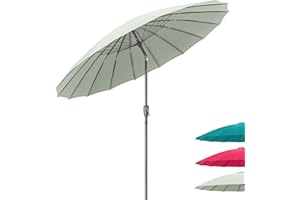 CHRISTOW Shanghai Garden Parasol Adjustable Tilting Sun Shade Umbrella UV Resistant with Crank