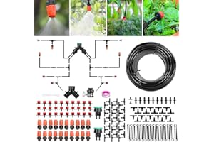 Aiglam Sistema de riego Jardín, Kit de riego por Goteo Micro Riego automático Rociadores por Goteo Riego de jardín para el Paisaje, Lecho de Flores, Plantas de terraza