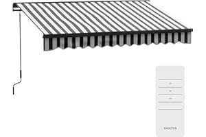 Outsunny 3 x 2m Electric Awning with Remote Controller, Aluminium Frame Retractable Awning, Half Cassette Sun Canopies for Patio Deck Door Window, Grey and White
