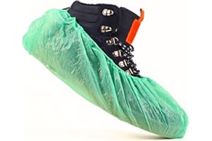 HAUS-HELD Jednorazowe foliowe ochraniacze na buty – zielone – 100 sztuk (50 par) I wytrzymałe I wodoszczelne I pyłoszczelne I Czyste buty I Ochrona butów I Nakładki na buty I Nakładki do szpitali