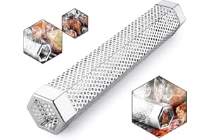 RoseFlower Tubo Affumicatore, Smoker Tube BBQ in Acciaio Inox per Barbecue a Gas, Elettrico e a Carbone - Ottenere Tradizionale Sapore Affumicatura Barbecue del al Pesce o alla Bistecca