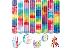 Tintnut Watercolor Heat Transfer Vinyl Iron on Vinyl Sheets - 8 Sheets 12" x 10" Watercolor Rainbow Multi-Color HTV for DIY T-Shirts, Hats, Clothing, Logo, Hat, Textiles HTV