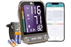 1 BY ONE Tensiómetros de Brazo, Tensiometro Bluetooth, tensiometro digital admite almacenamiento Cloud, Brazalete Grande de 22-42cm, Exportar datos como Excel