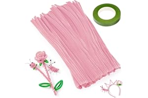 XRXYMQ 200 Cure Fil Chenille Pipe Cleaners Rose Caoutchouc Cure-pipe 6mmx300mm Cure Pipe Chenille Couleurs Assorties pour Loisirs Creatifs Fils Chenilles Loisirs Creatifs pour DIY Décoration Fleurs