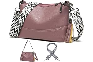 KUNKUN Borsa A Tracolla Donna Piccola Borse Donna Viola Borsetta Tracolla Donna Pelle Con 3 Tracolle Intercambiabili e 3 Grandi Scomparti