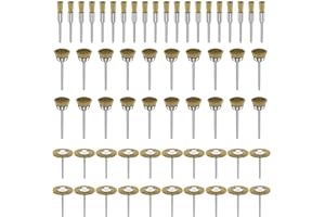 LIPIODOL 60 pcs latón cepillo de limpieza de cepillos de alambre taza ruedas Kit pulido Accesorio para Herramienta Rotativa de Dremel 3mm