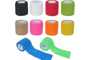 Minnhua 10 Rollen Selbstklebender Verband Selbsthaftende Bandage Fixierbinde Selbsthaftend Haftbandage Klebeverband Elastische Bandage für Sport Gelenken Tiere Wundverband (10 Farben 5cmx4,5m)