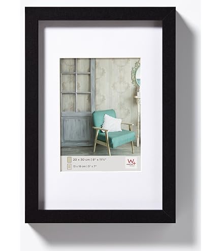 Cadre Photo Bois Stockholm 20x20cm - Noir - Passe-Partout Inclus - Walther Design