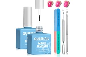 AUBEIFOU 2 * 15ml Gel Nail Polish Remover,Gel Polish Remover,Gel Remover with 2 Gel Polish Scraper & 1 Nail File,Fast Gel Polish Remover Peel off in 3-6 minutes, Easily & Quickly Removes Soak-Off Gel Polish