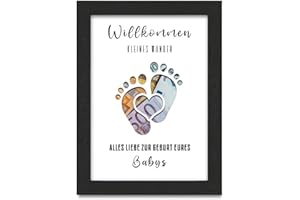 TOOZEN Geldgeschenk Baby, Originelle Bilderrahmen Geldgeschenk, Geschenke zur Geburt Mädchen Jungen, Geburtskarte Geldgeschenk, Glückwunschkarte zur Geburt, Gutschein Geburt Baby, Geschenk Taufe, Schwarz