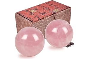 juanxian 2 szt. kulki do masażu z różowego kwarcu 4 cm w pudełko prezentowe ręcznie toczące się piłki do ćwiczeń piłka fitness rozciąganie mięśni piłka ręczna masażer akupunkturowy narzędzie do