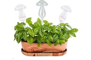 Automatic Plant Watering Bulbs Set,Ompinda Set of 3 Rainbow Gradient Glass Self Watering Globes Insert Plant Devices for Indoor/Outdoor Plants (Mushroom)